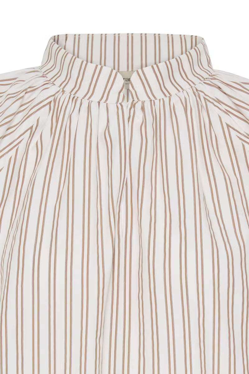 Fransa Zaba Blouse in White Tobacco Stripe