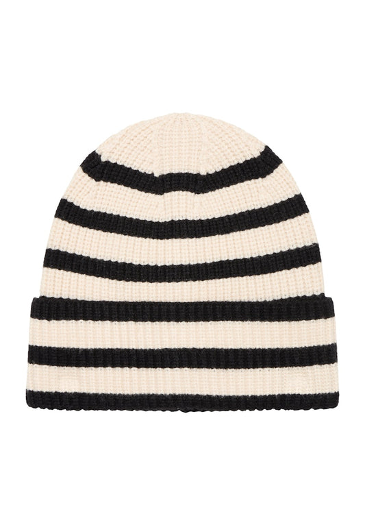 Fransa Stripy Hat in Whisper White Mix