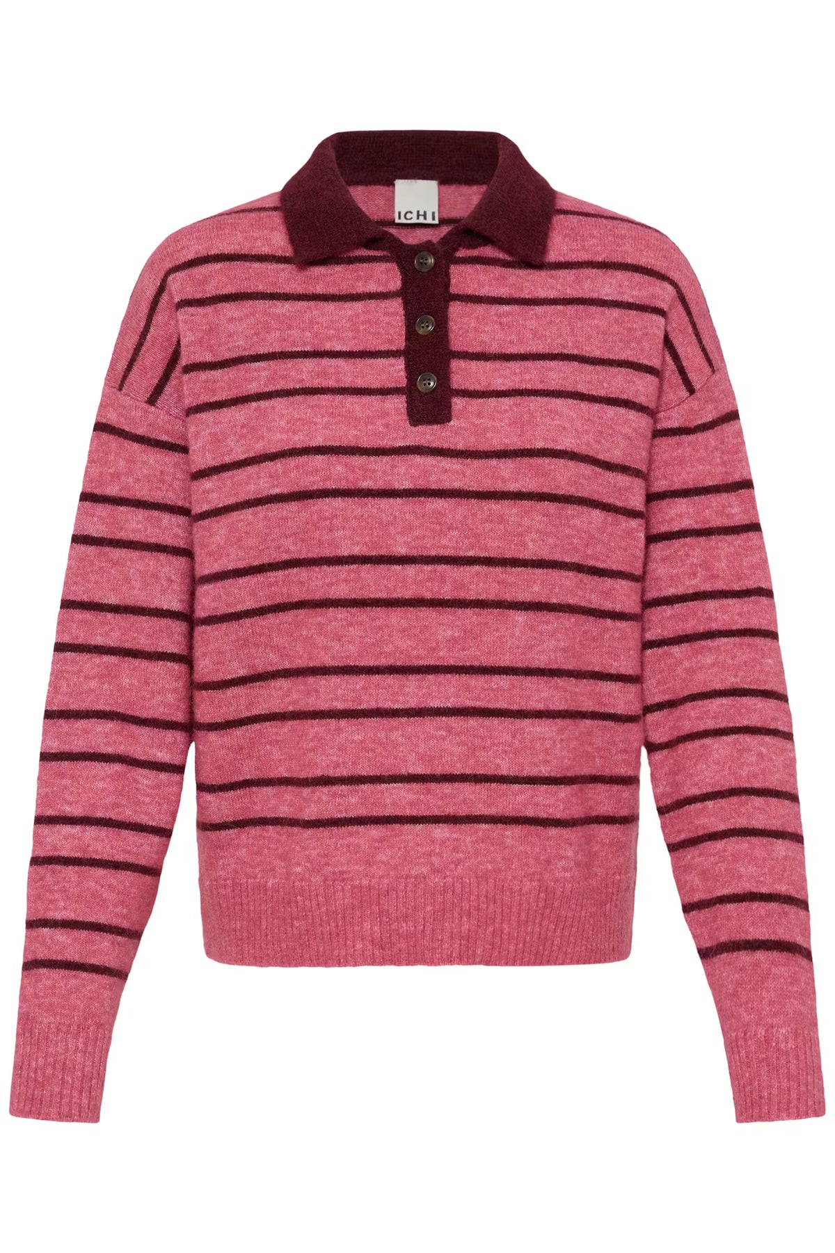 ICHI Sage Pullover in Fruit Dove With Zinfandel Stripe