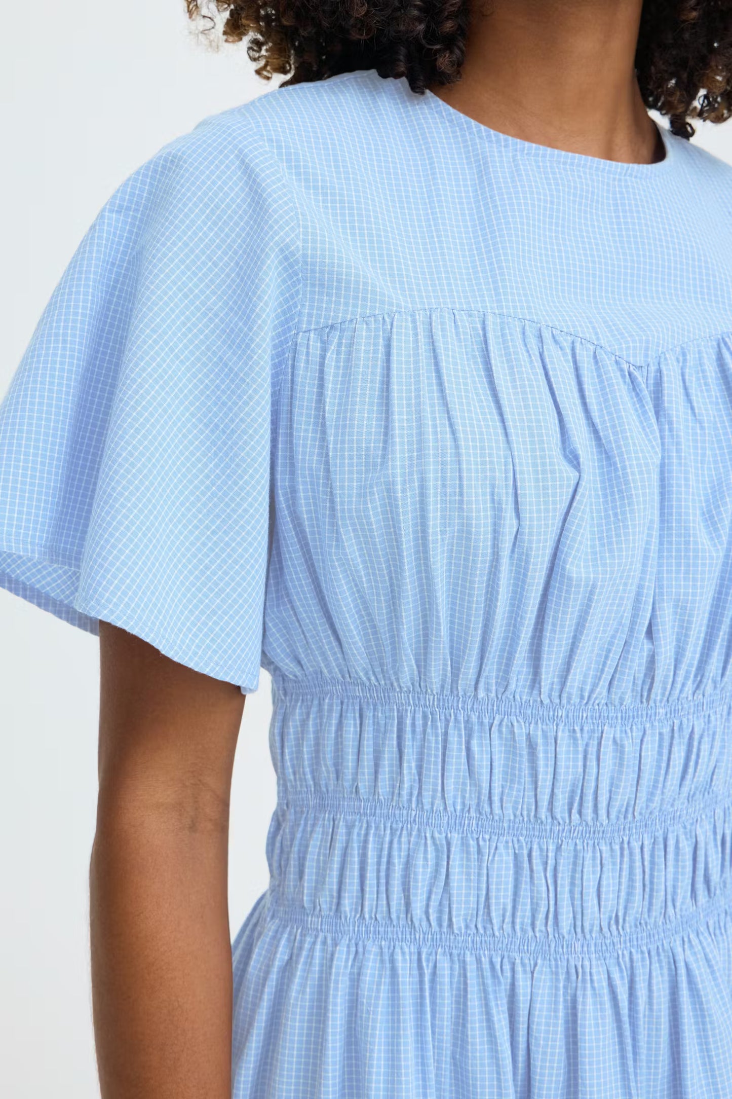 ICHI Wenda Dress in Blue / White Check