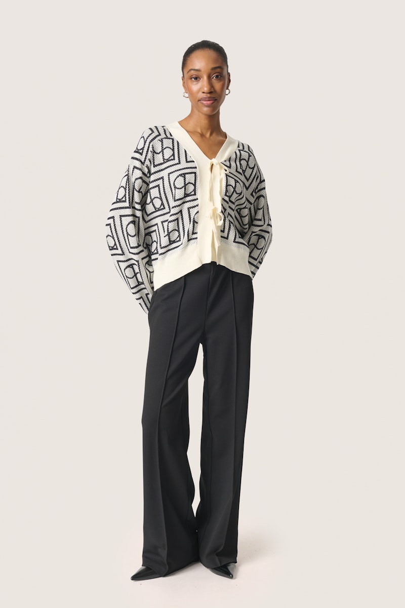 Soaked in Luxury Shonda Cardigan in  White and Black Monogram