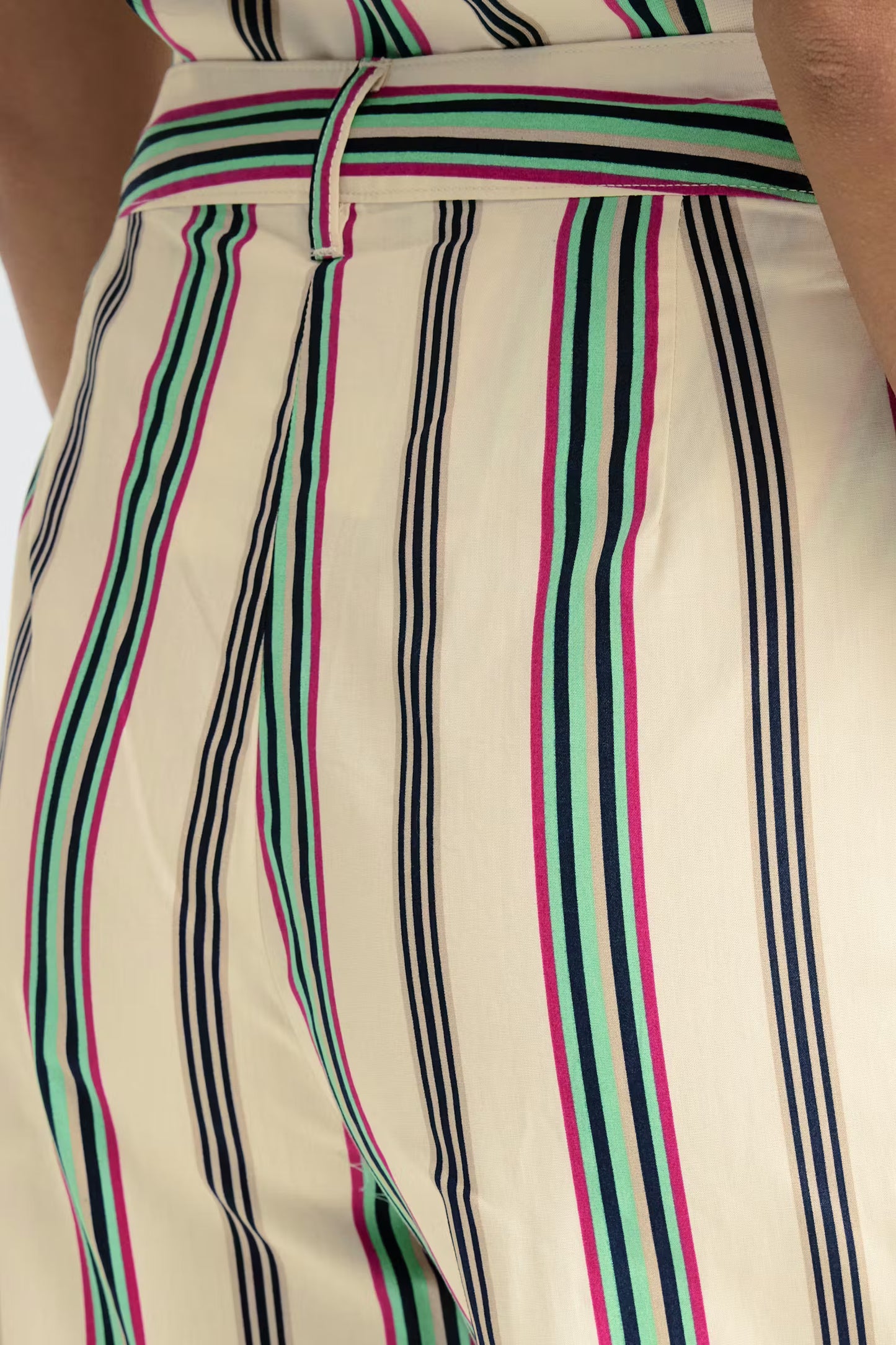 ICHI Leanna Trousers in Multi Stripe & White