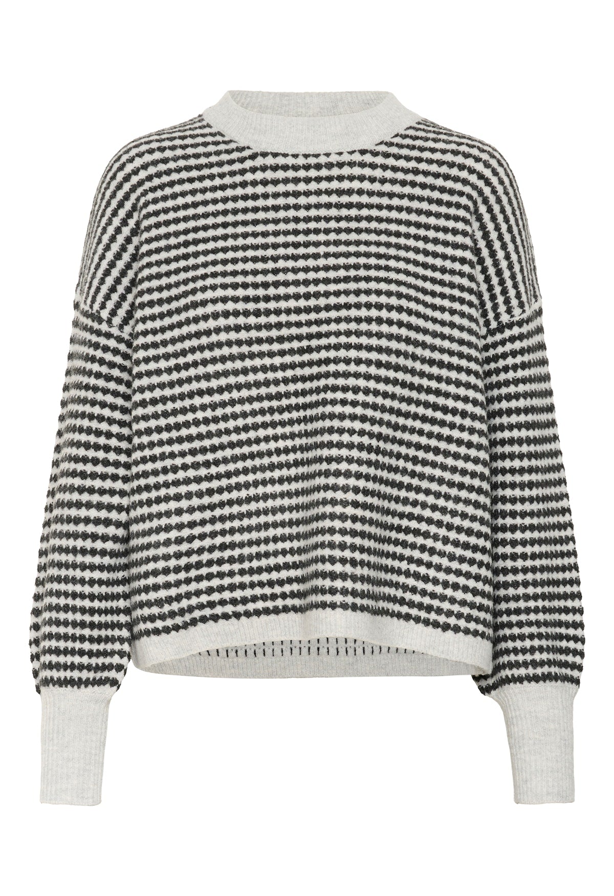 Kaffe Ellery Pullover in Light Grey Marl & Black