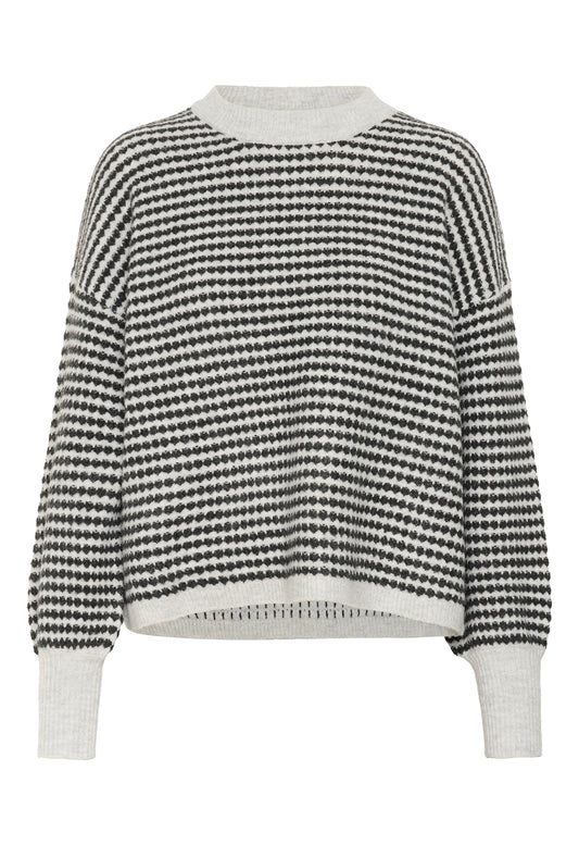 Kaffe Ellery Pullover in Light Grey Marl & Black