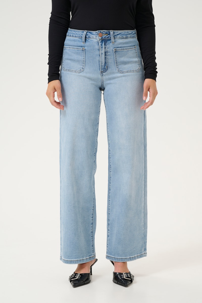 Kaffe Karla HW Wide Jeans in Light Blue Wash