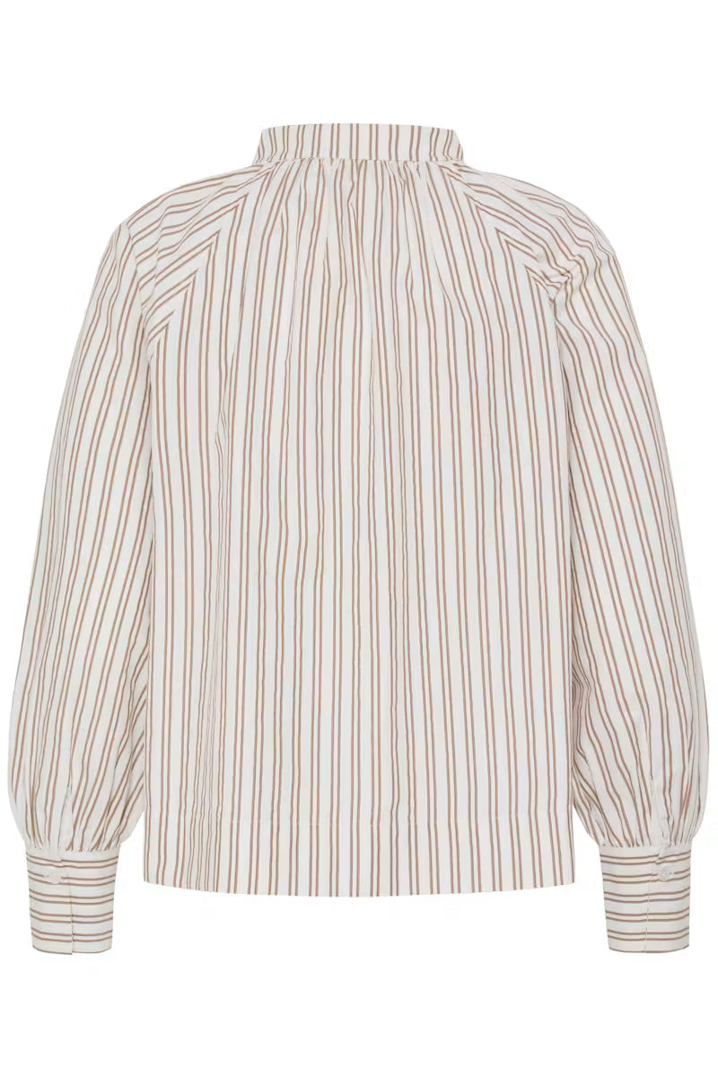 Fransa Zaba Blouse in White Tobacco Stripe