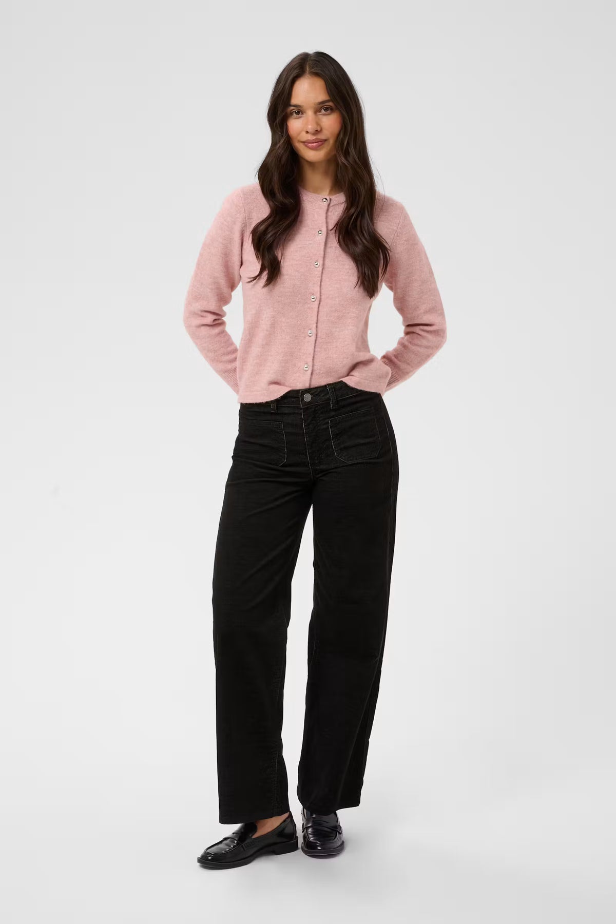 Kaffe Becca Corduroy Trousers in  Black Melange