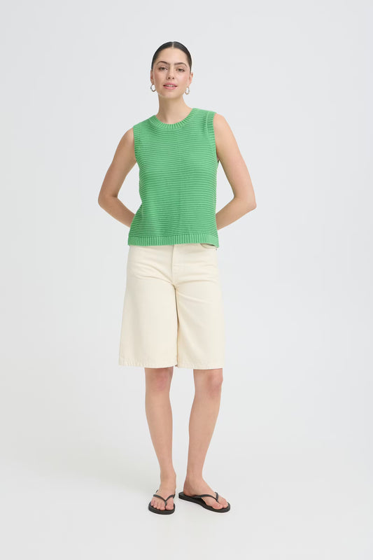ICHI Dotties Waistcoat in Green