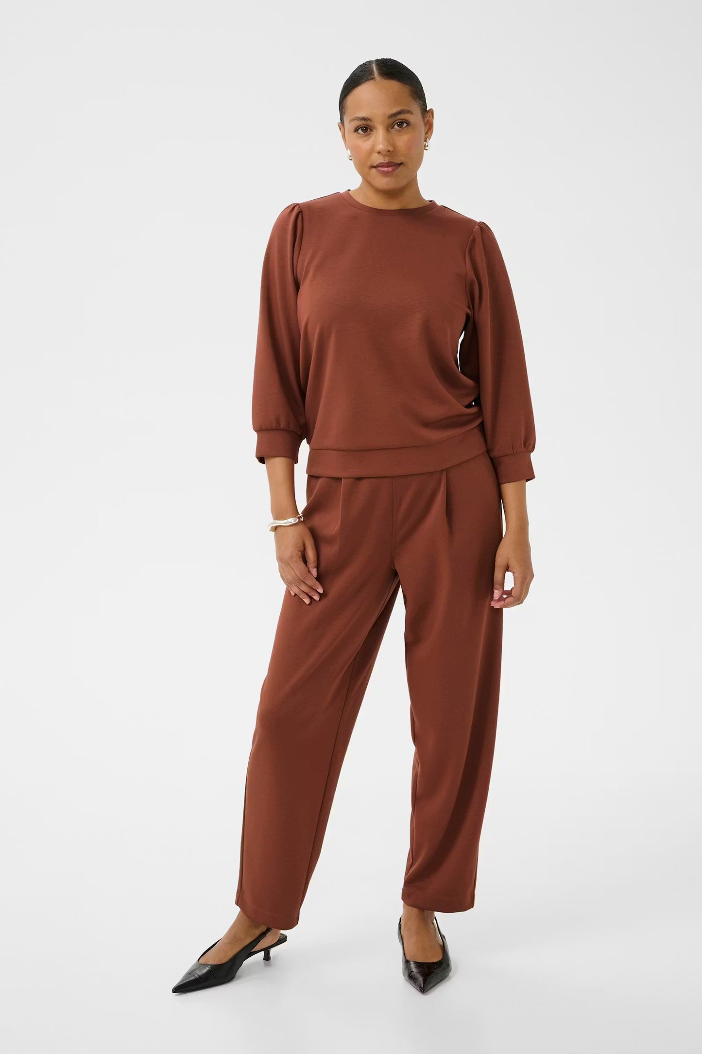 KAFFE Annie Sweatshirt in Henna Brown