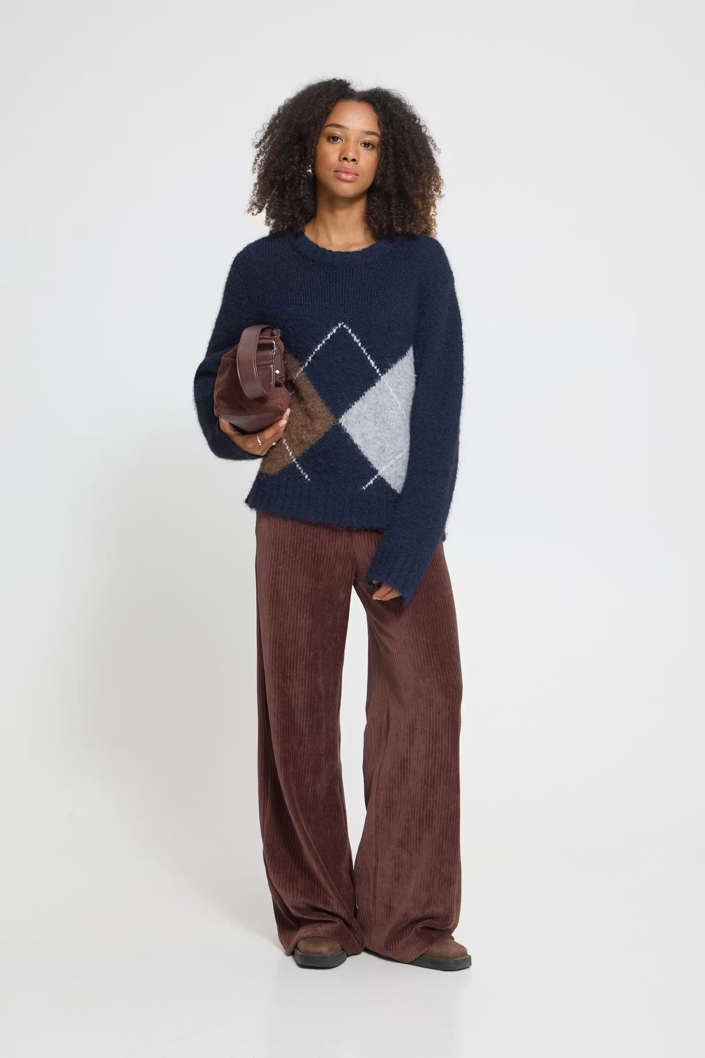 ICHI Bayana LS Jumper in Total Eclipse Harlekin