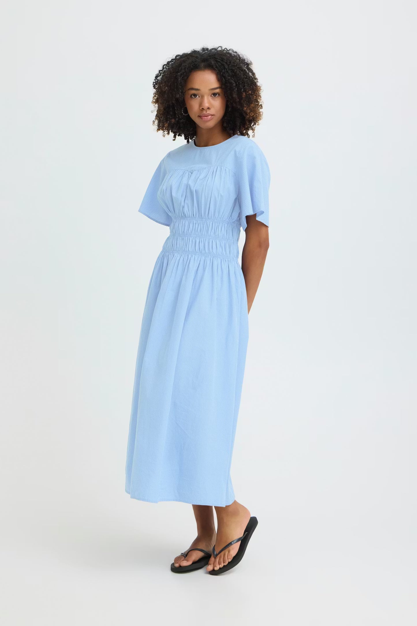 ICHI Wenda Dress in Blue / White Check