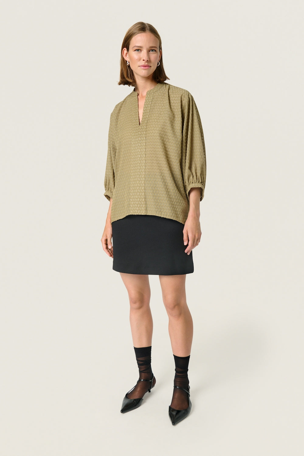 Soaked In Luxury Kettie Amily Blouse in Covert Green