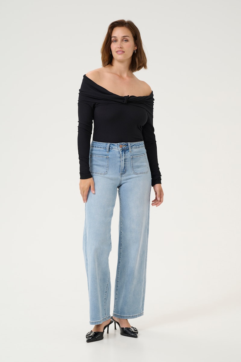 Kaffe Karla HW Wide Jeans in Light Blue Wash