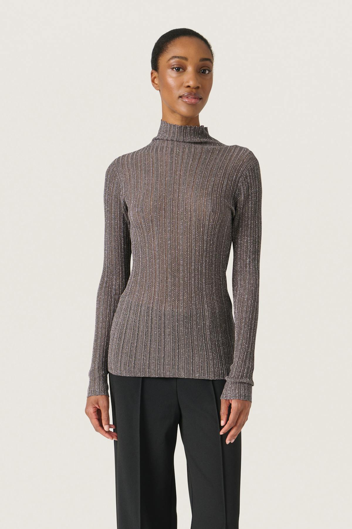 Soaked in Luxury Laisa Pullover in Gunmetal with sparkly lurex thread