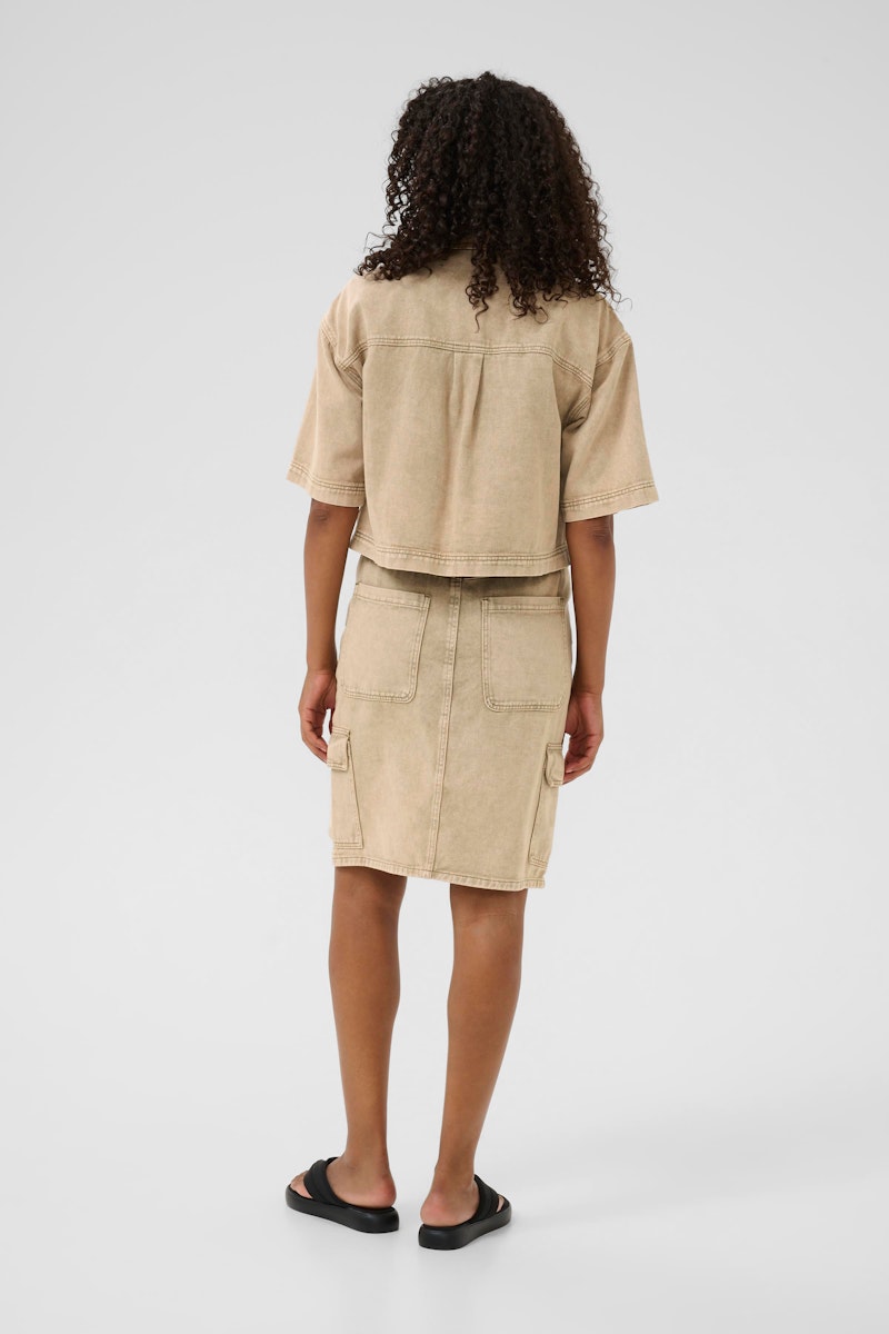 Kaffe Arania Denim Shirt in Washed Light Brown