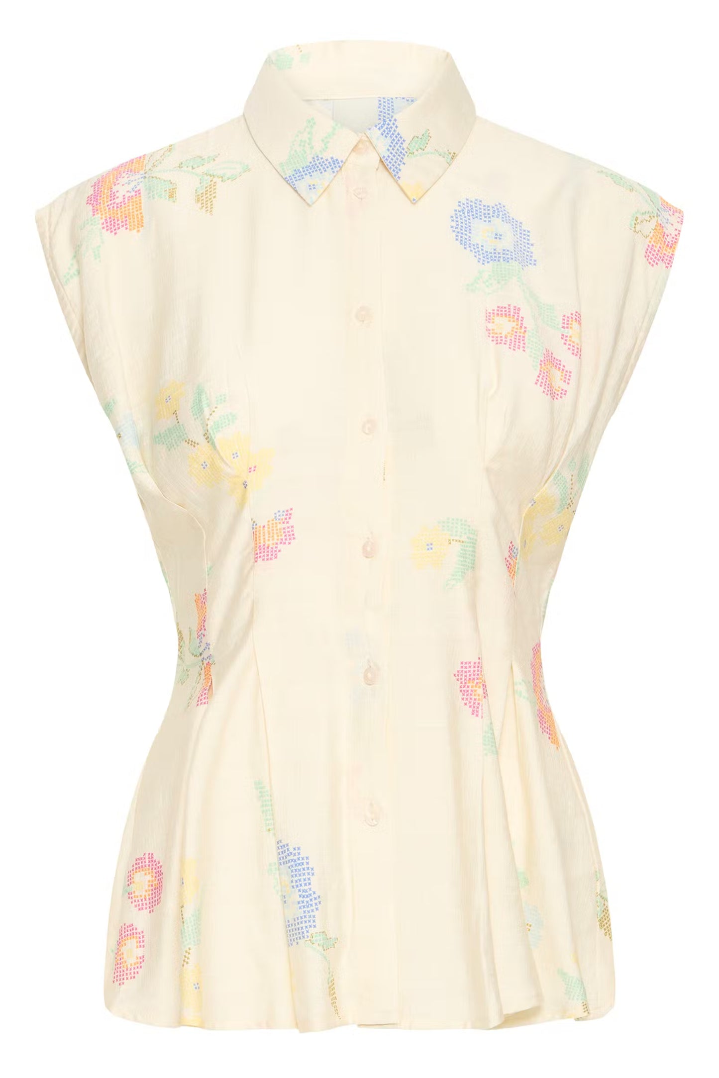 ICHI Ginni Shirt in Cross Stitch Flowers