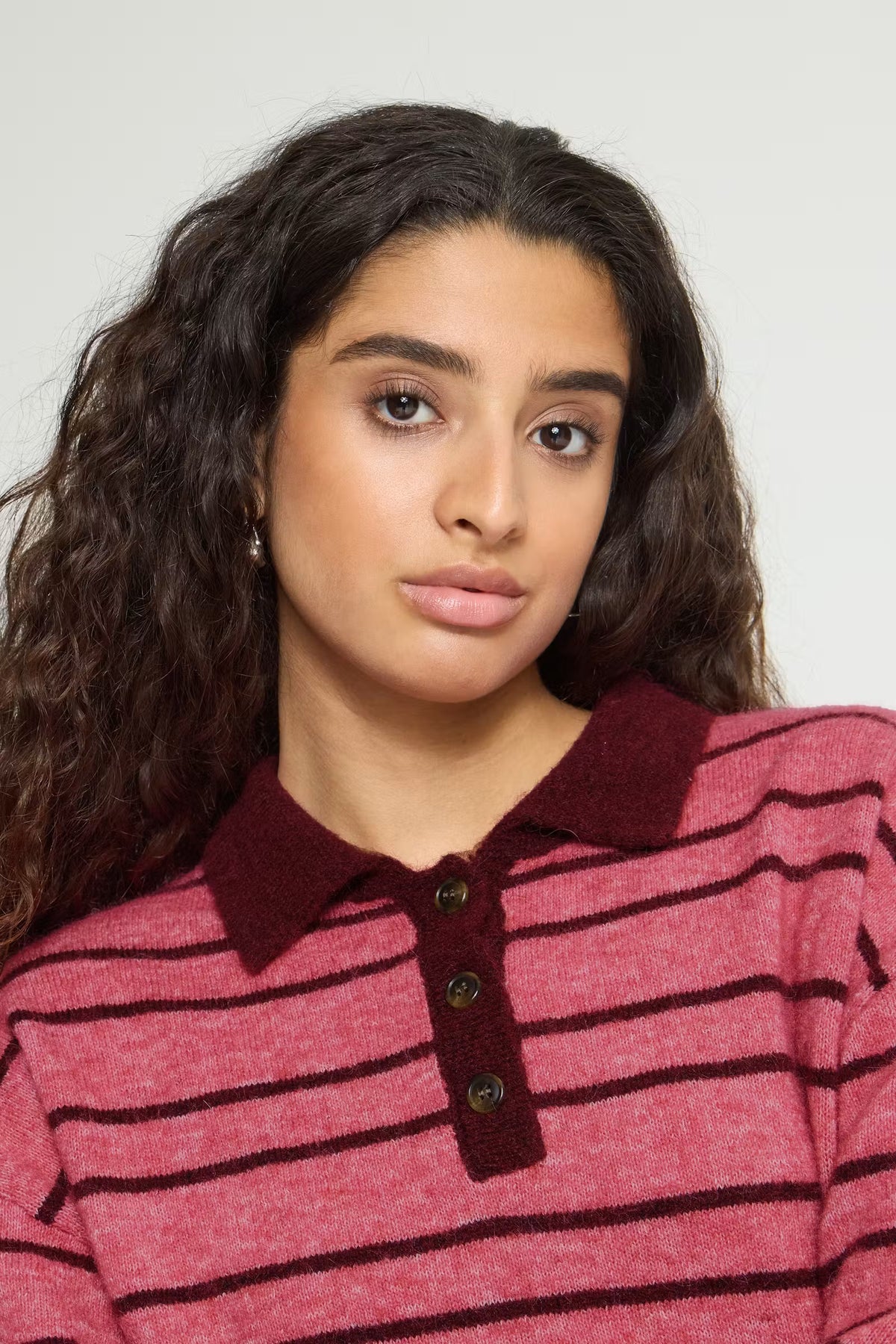 ICHI Sage Pullover in Fruit Dove With Zinfandel Stripe