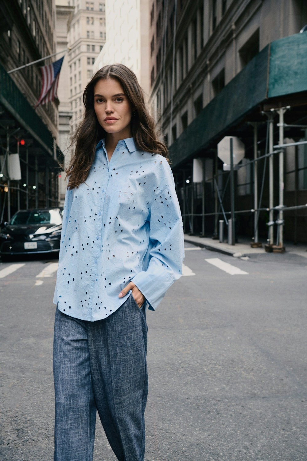 Soaked In Luxury Iva Shirt in Chambray Blue