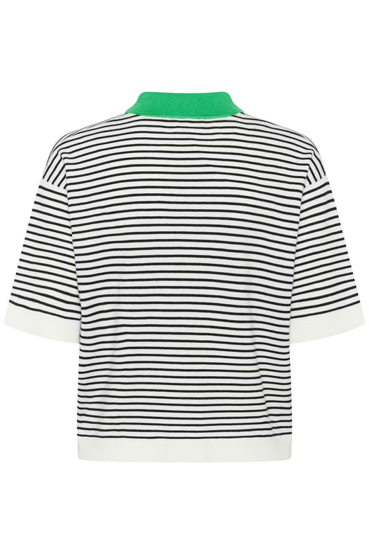 Kaffe Lizza Polo Shirt in Chalk / Black Fine