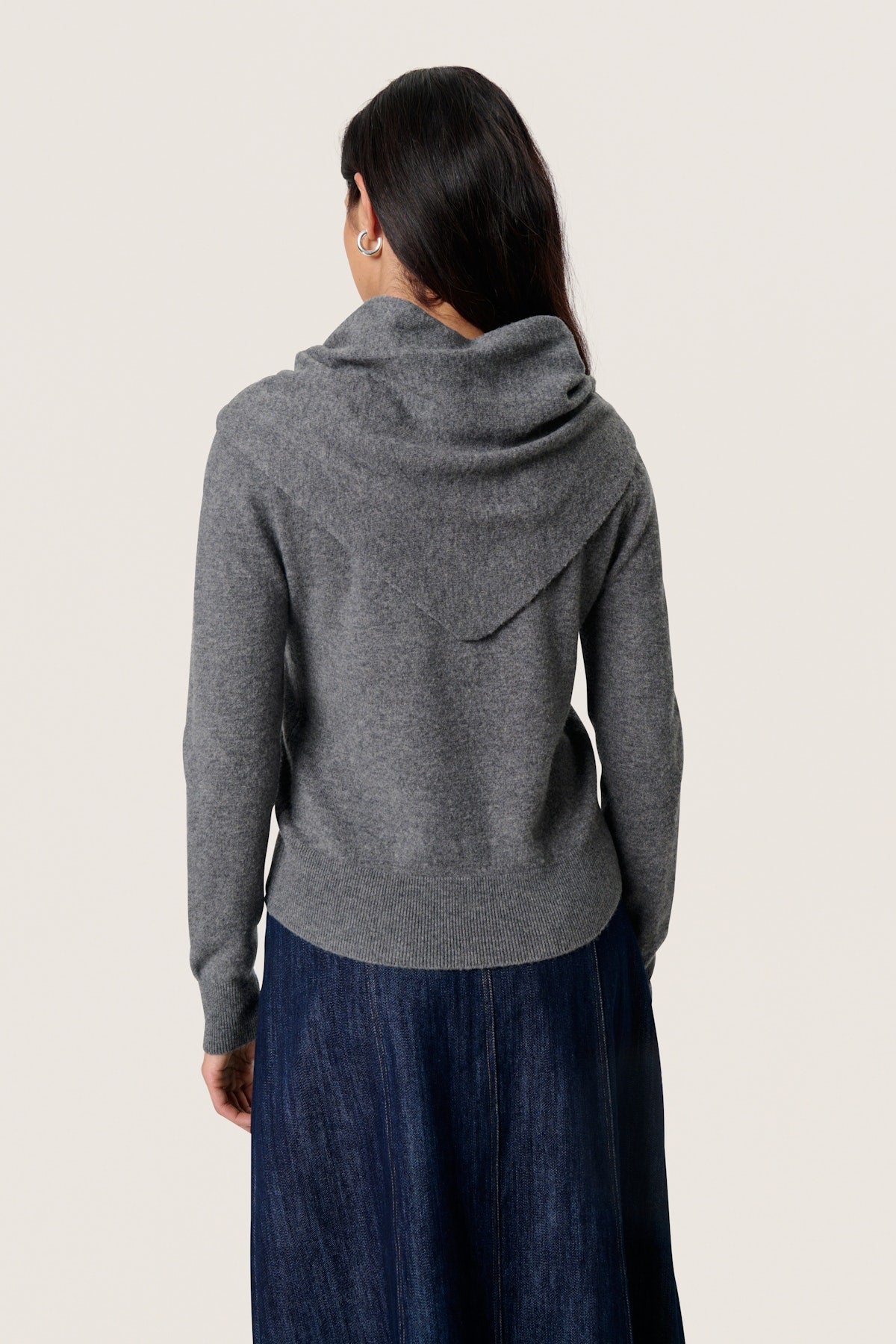 Soaked in Luxury Molina Scarf Cardigan in Grey Melange