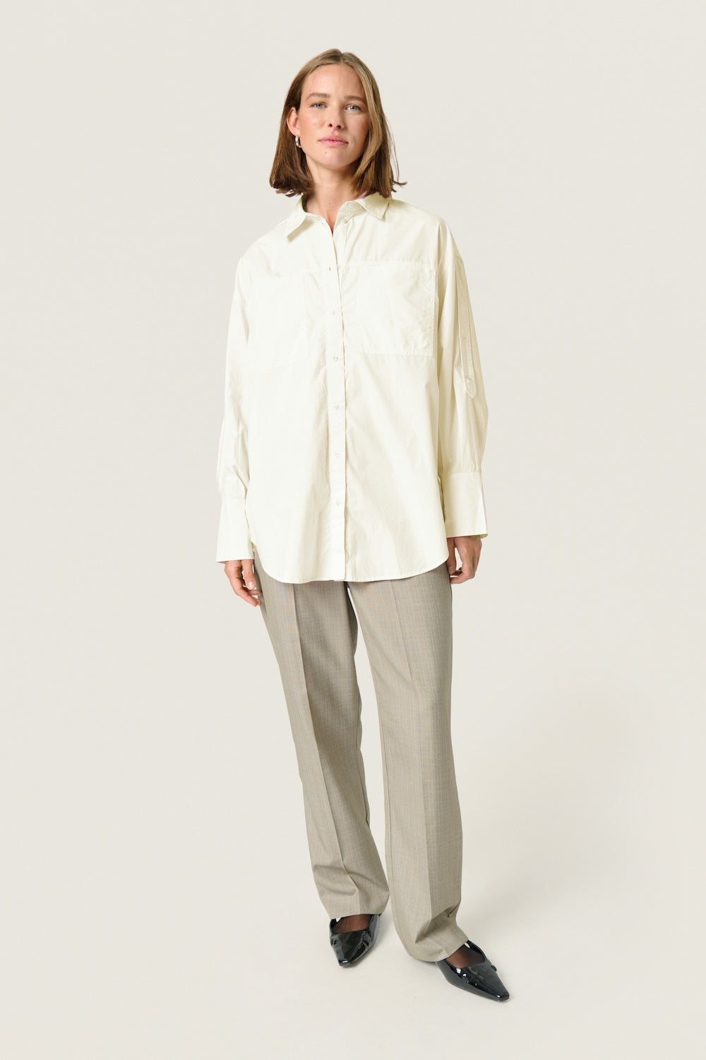 Soaked In Luxury Calico Shirt Blouse in Broken White