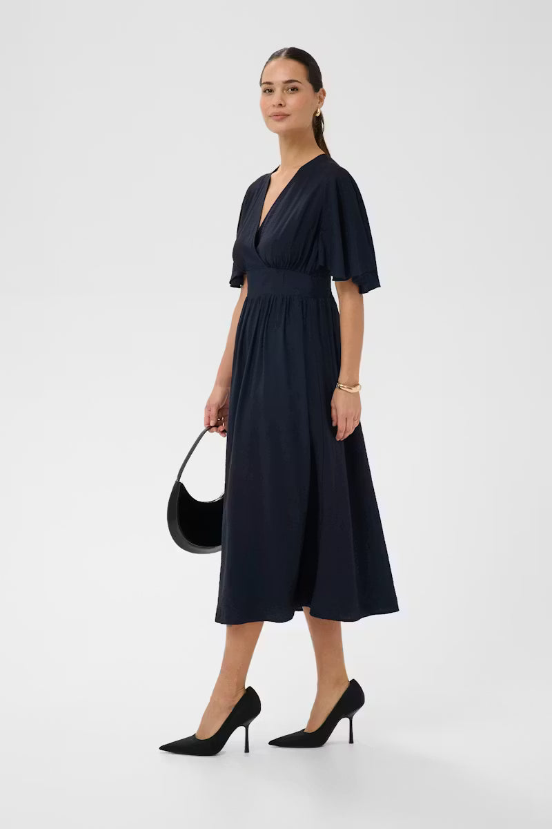 Kaffe Sirena Long Dress in Midnight Marine
