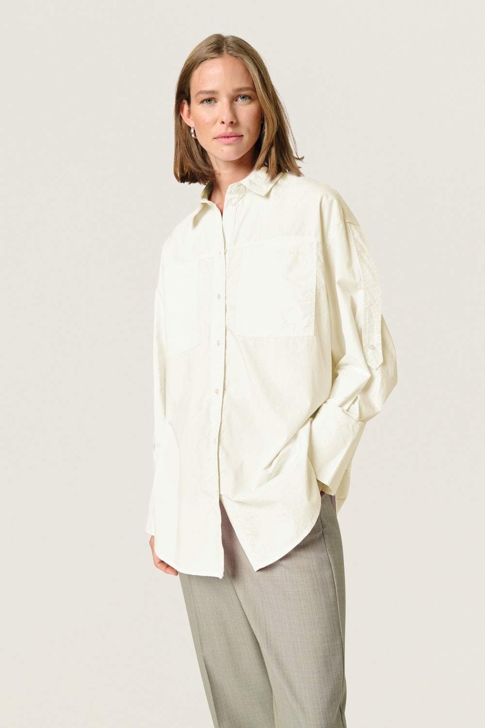 Soaked In Luxury Calico Shirt Blouse in Broken White