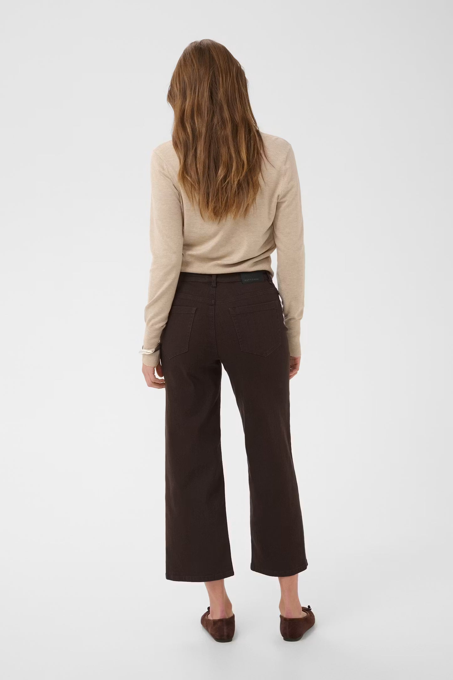 Kaffe Brook Cropped High Waisted Jeans in Coffee Bean