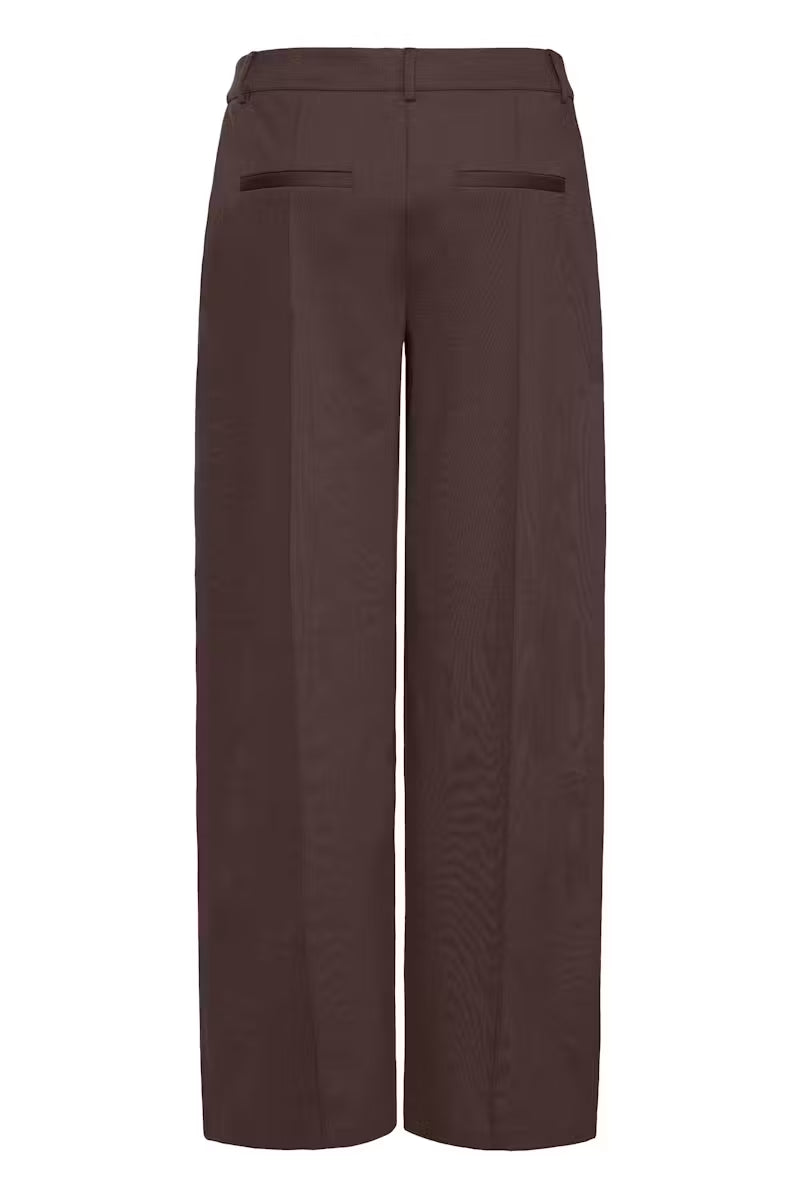 ICHI Kate Office Long Wide Pants in Chocolate