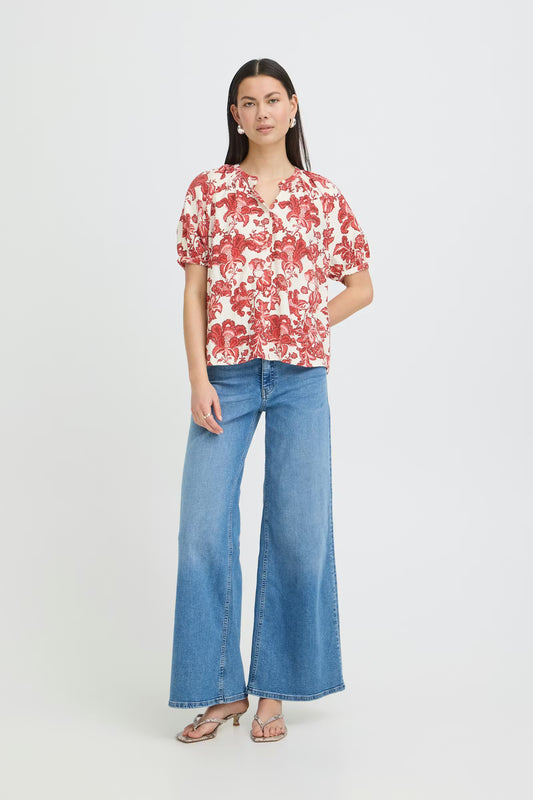 ICHI Gilvis Shirt in Red Floral