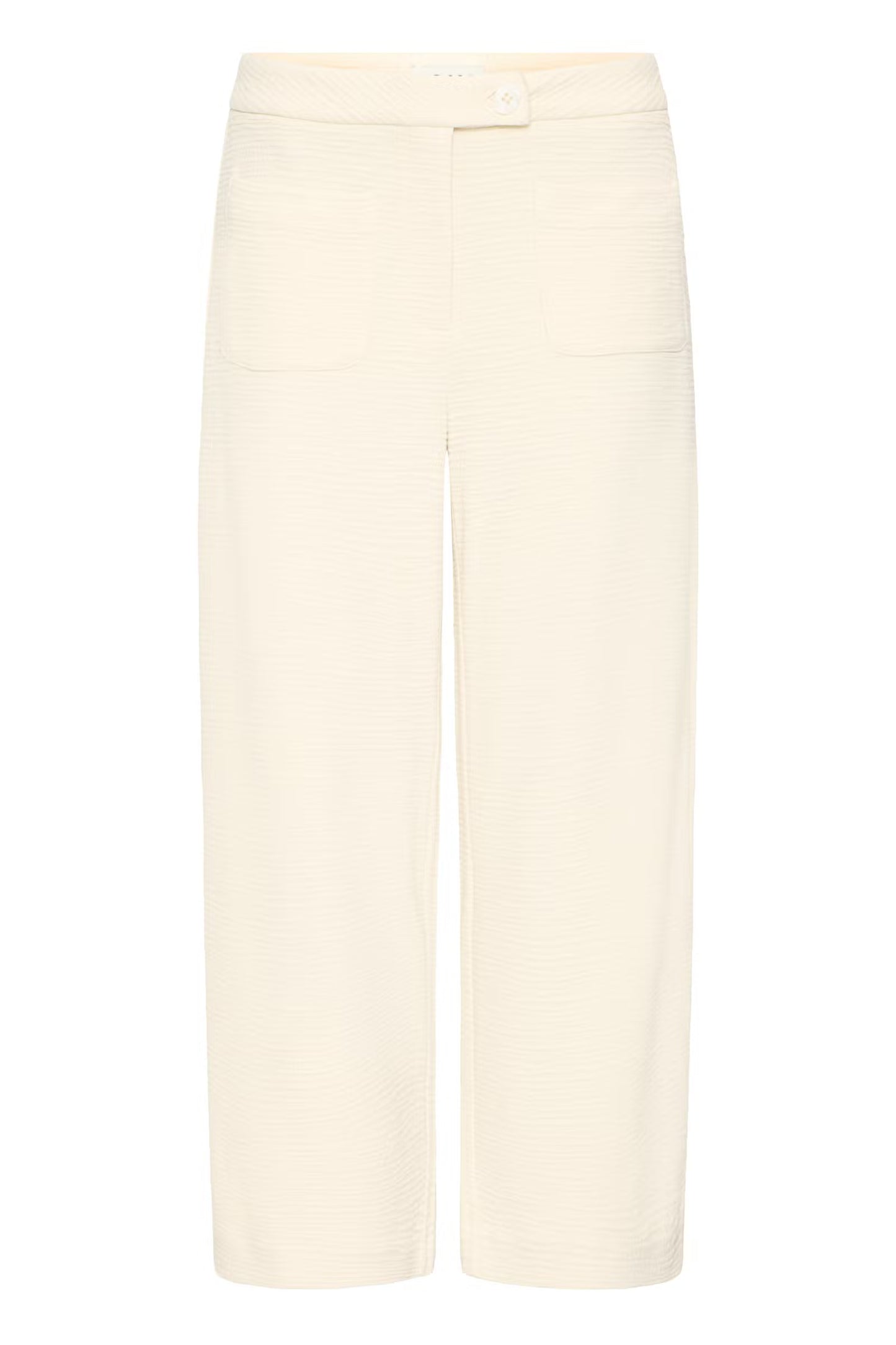 ICHI Kate Cropped Trousers in Almond Milk