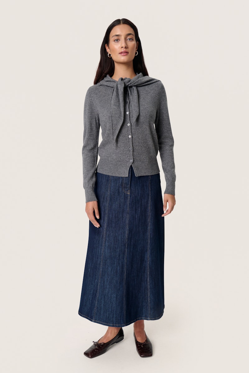 Soaked in Luxury Molina Scarf Cardigan in Grey Melange