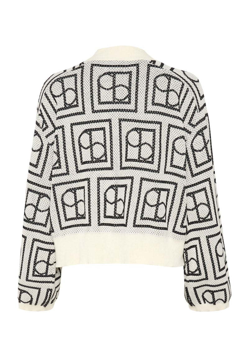 Soaked in Luxury Shonda Cardigan in  White and Black Monogram