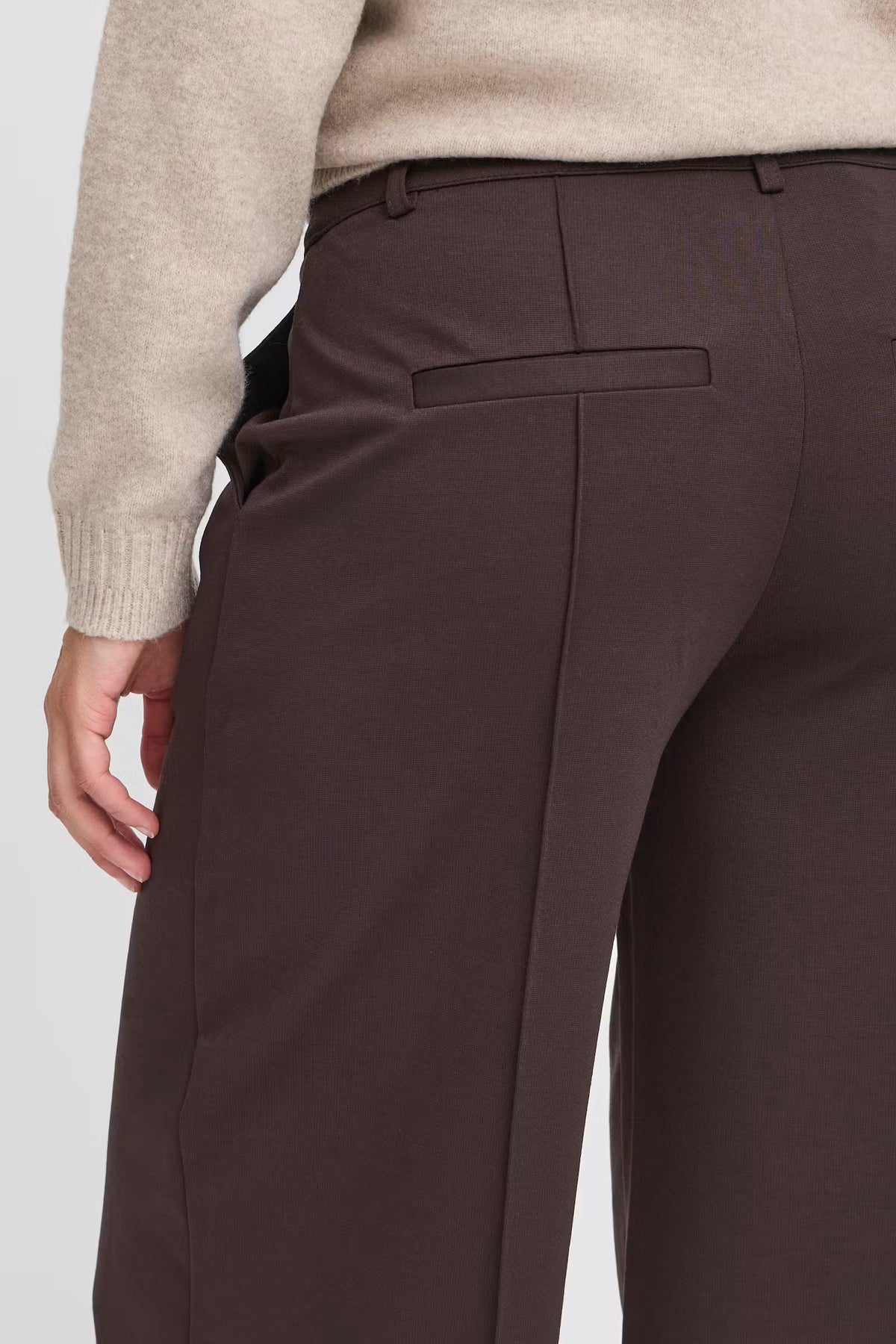 ICHI Kate Office Long Wide Pants in Chocolate