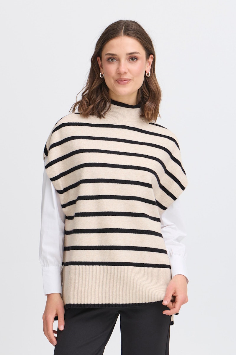 Fransa Bitte Poncho in Limestone Melange