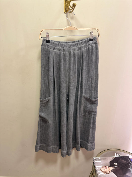 Harper Cropped linen mix trouser with side pockets Charcoal