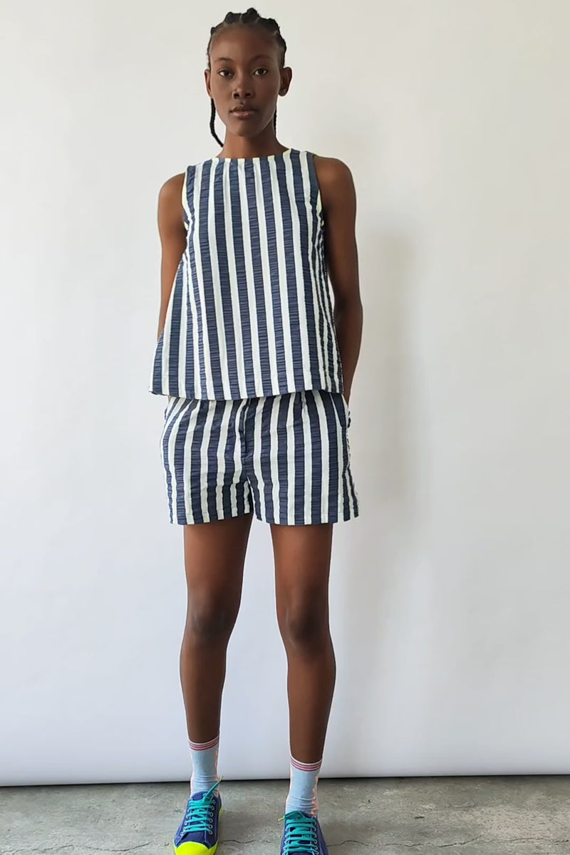 Dr Bloom Cuerpo Fresco Striped Top in Navy