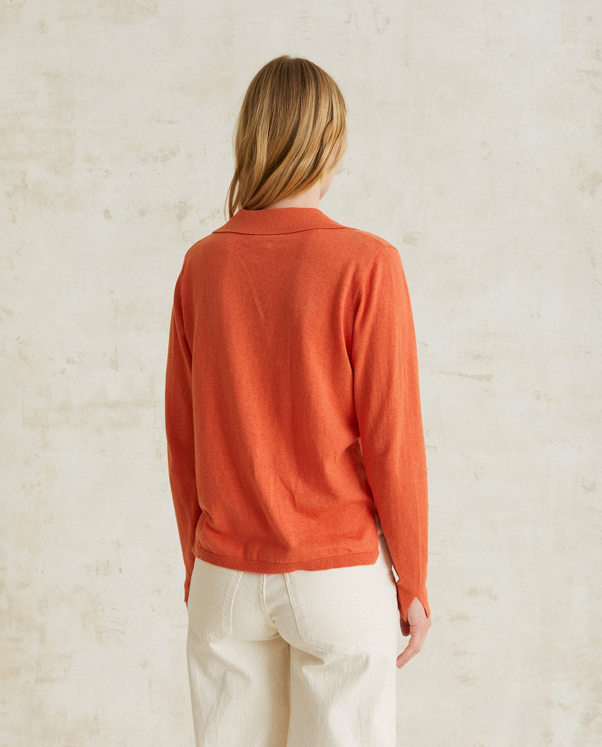 Yerse Polo Neck Sweater in Reddish Orange