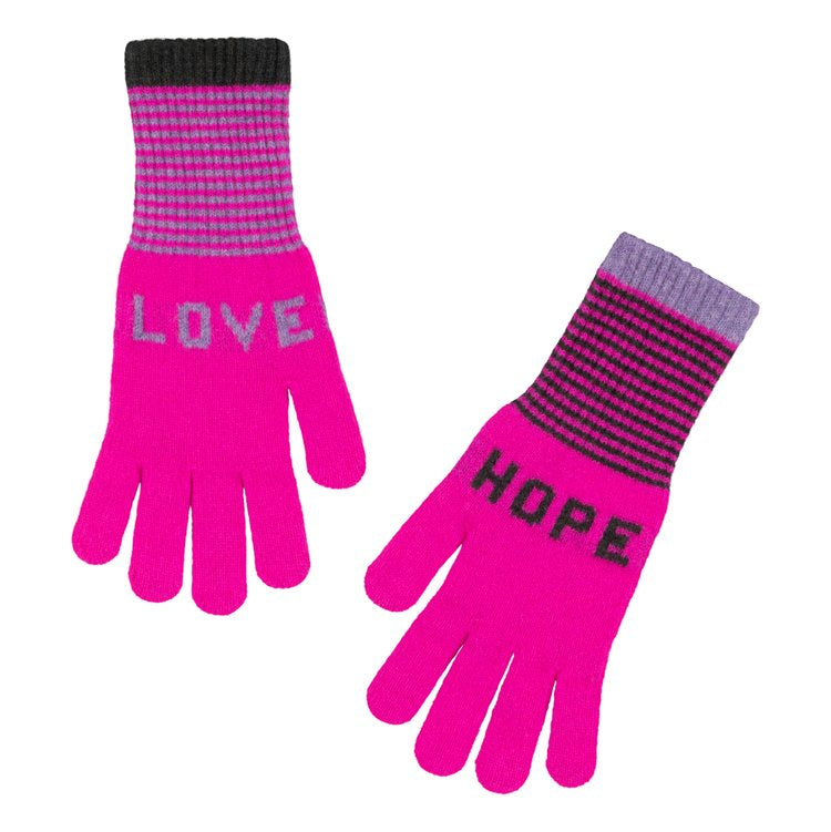 Quinton + Chadwick Love and Hope Gloves in Fluro Pink with Lilac and Berry