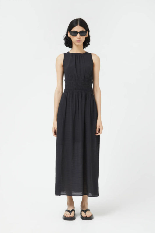 Stunning Compania Fantastica Black Grecian Dress in a crepe fabric and elasticated waist detail
