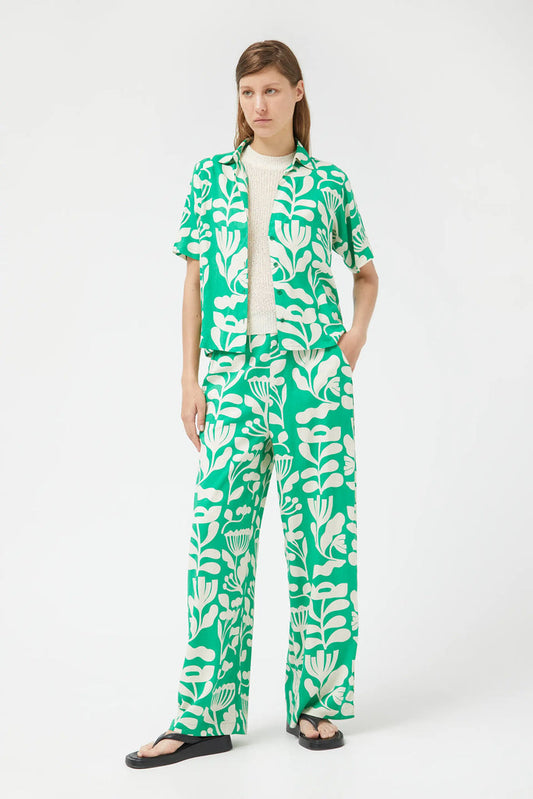 Compania Fantastica Green Floral Print loose leg Trouser 