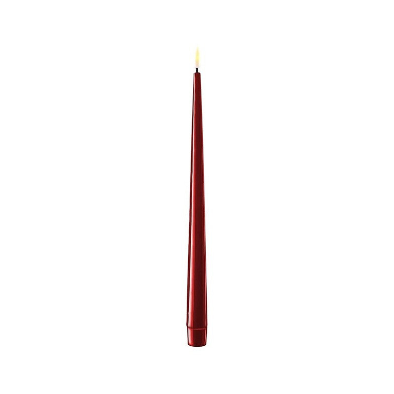 LED Flameless 28cm Tapered Shiny Dinner Candle Pack of 2 - Bordeaux