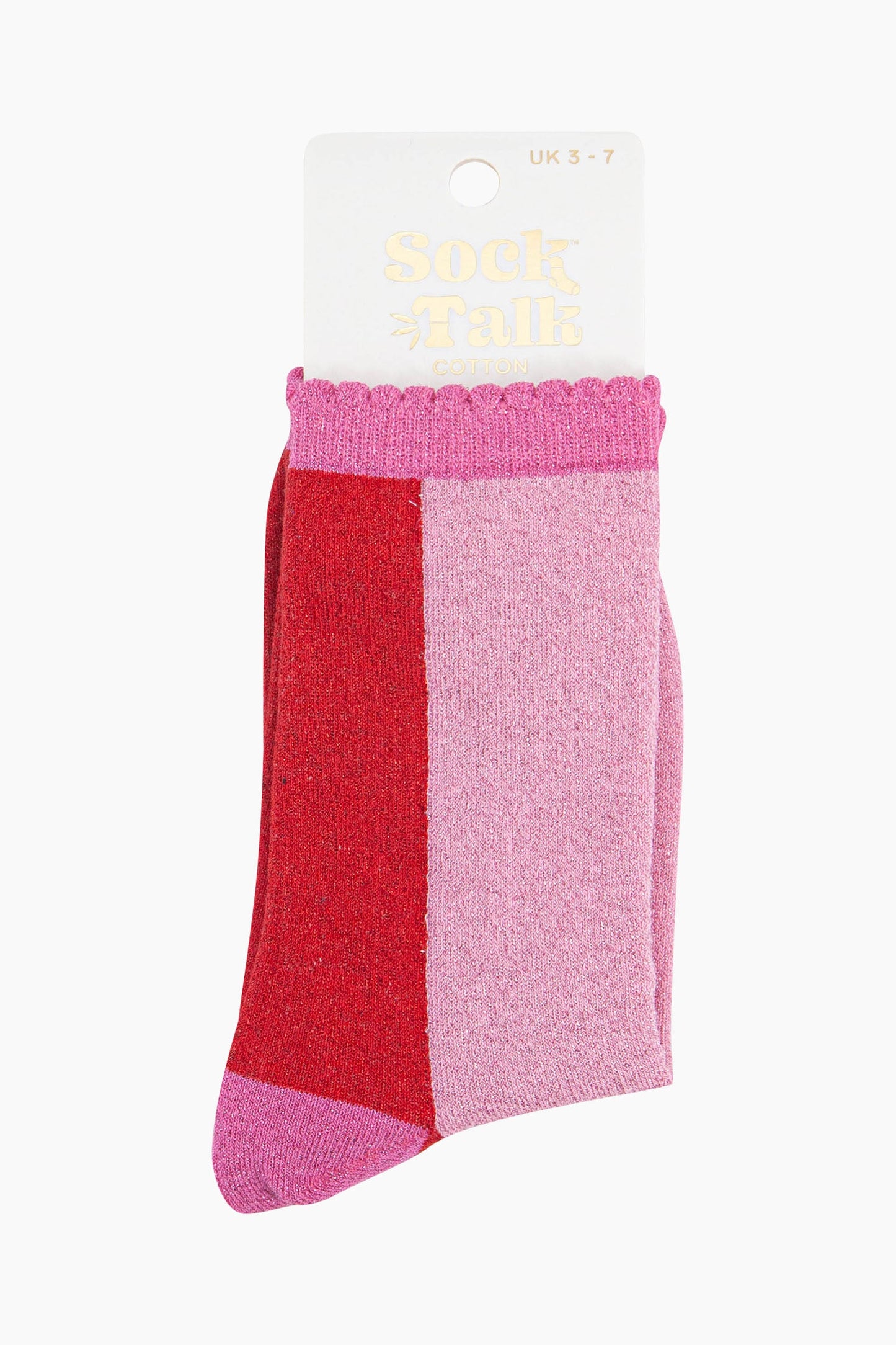 Women's Glitter Socks - Red/Pink, Colour Block