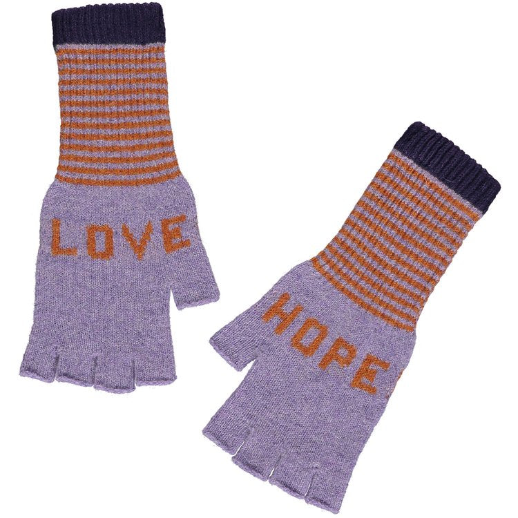 Quinton + Chadwick Fingerless Love Hope Gloves in Violet and Rust