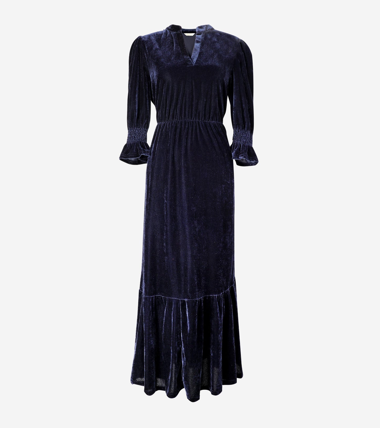 Pandora V-Neck Midaxi Dress- Navy Blue, Velvet