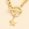 Lisa Angel - Stainless Steel Chunky T-Bar Star Charm Necklace in Gold