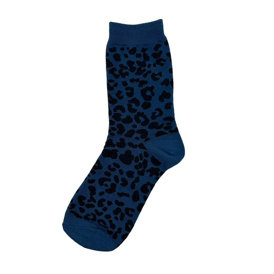 Sixton London Leopard socks in Denim