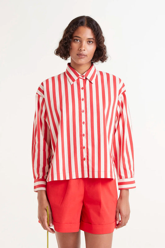 Compania Fantastica Red Striped Structured Shirt