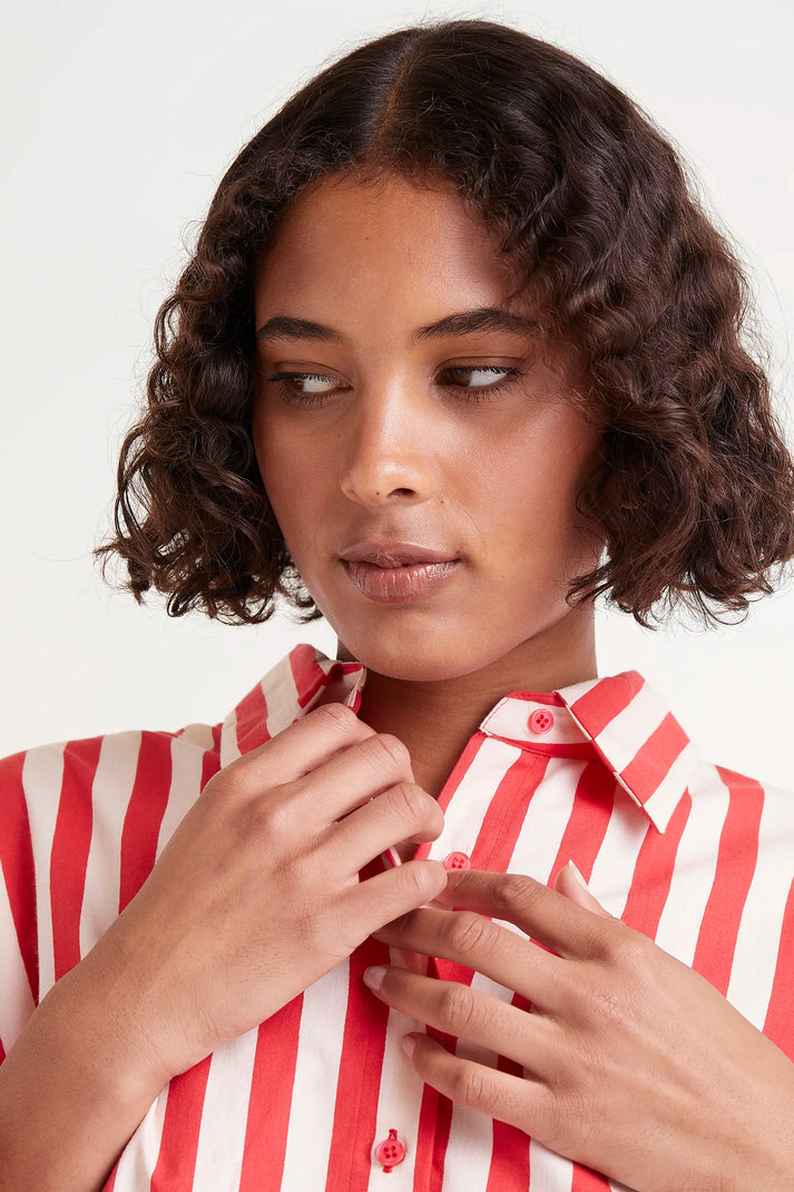 Compania Fantastica Red Striped Structured Shirt