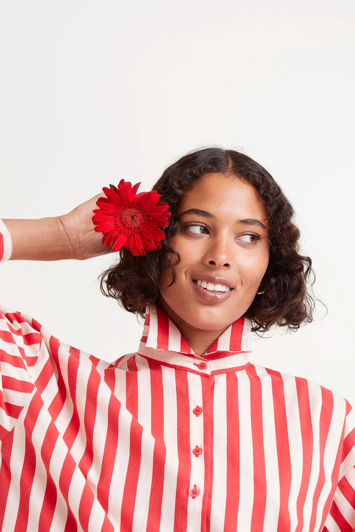 Compania Fantastica Red Striped Structured Shirt